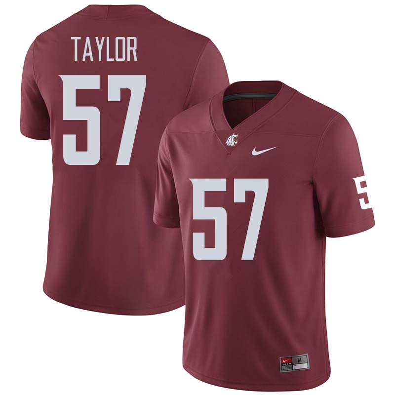 Men #57 Willie Taylor Washington State Cougars College Football Jerseys Sale-Crimson